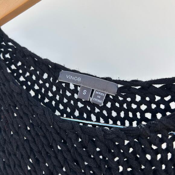 Vince Set Bundle Hand-Knit Crochet Cotton Tank Tops Black Cream Small - Picture 2 of 7